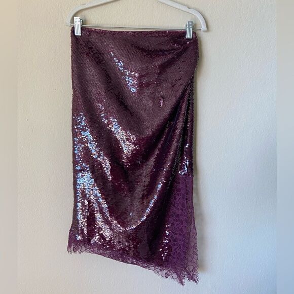 NWT Simkhai Amrita Midi Purple Skirt Sequin Embellishment High Waist Size 0 - Picture 15 of 17